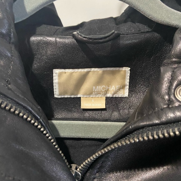 Black Leather Jacket with Fur Hood - Picture 2 of 8